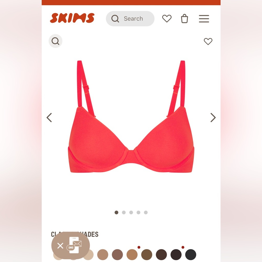 NWT SKIMS Fits Everybody T Shirt Bra - Poppy 32D - Picture 2 of 2